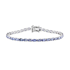 Tanzanite Tennis Bracelet in Platinum Over Sterling Silver (8.00 In) 9.25 ctw