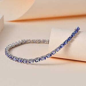 Tanzanite Tennis Bracelet in Platinum Over Sterling Silver (8.00 In) 9.25 ctw