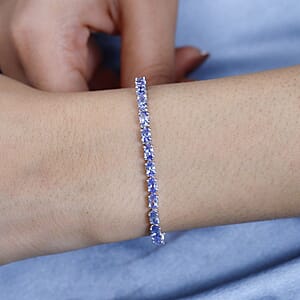 Tanzanite Tennis Bracelet in Platinum Over Sterling Silver (8.00 In) 9.25 ctw