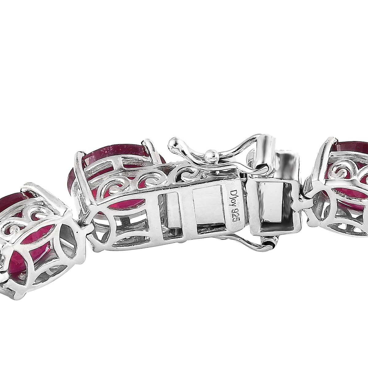 Doorbuster Niassa Ruby (FF) Bracelet in Platinum Over Sterling Silver (6.50 In) 49.35 ctw (Del. in 5-7 Days) image number 3