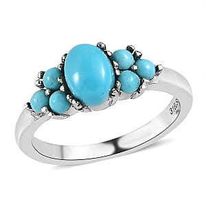 Sleeping Beauty Turquoise 1.10 ctw Ring in Stainless Steel (Size 8.0)
