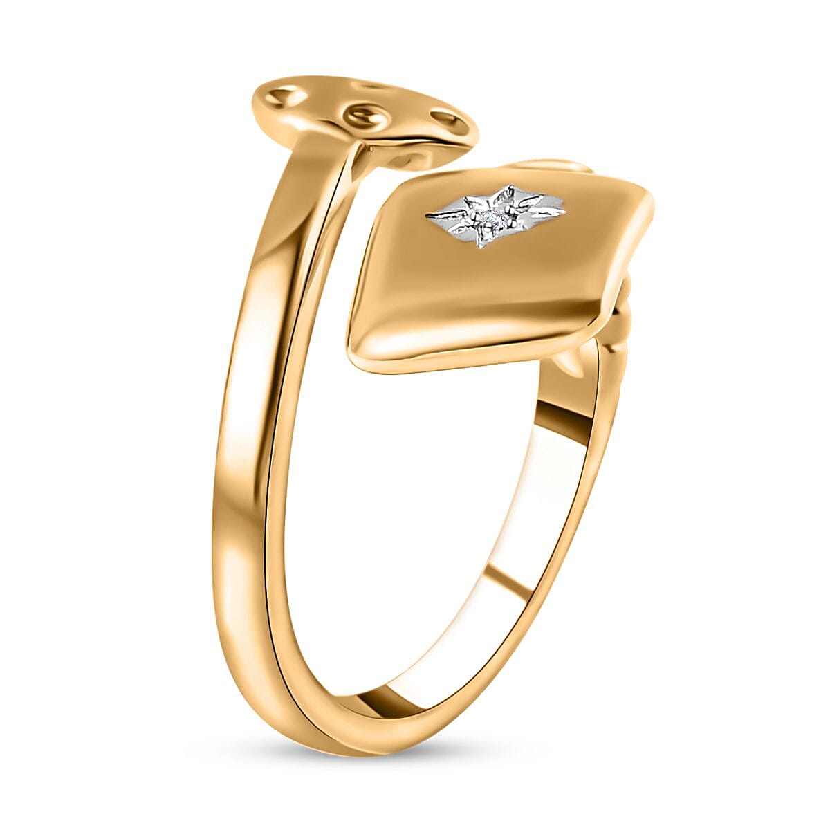 Karis Moissanite Pickleball Bypass Ring in 18K YG Plated (Size 5.0)