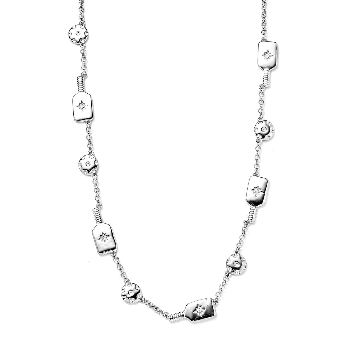 Karis White Zircon Necklace 18-20 Inches in Platinum Bond 0.08 ctw image number 0