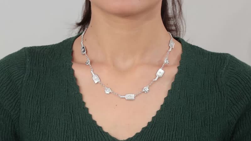 Karis White Zircon Necklace 18-20 Inches in Platinum Bond 0.08 ctw