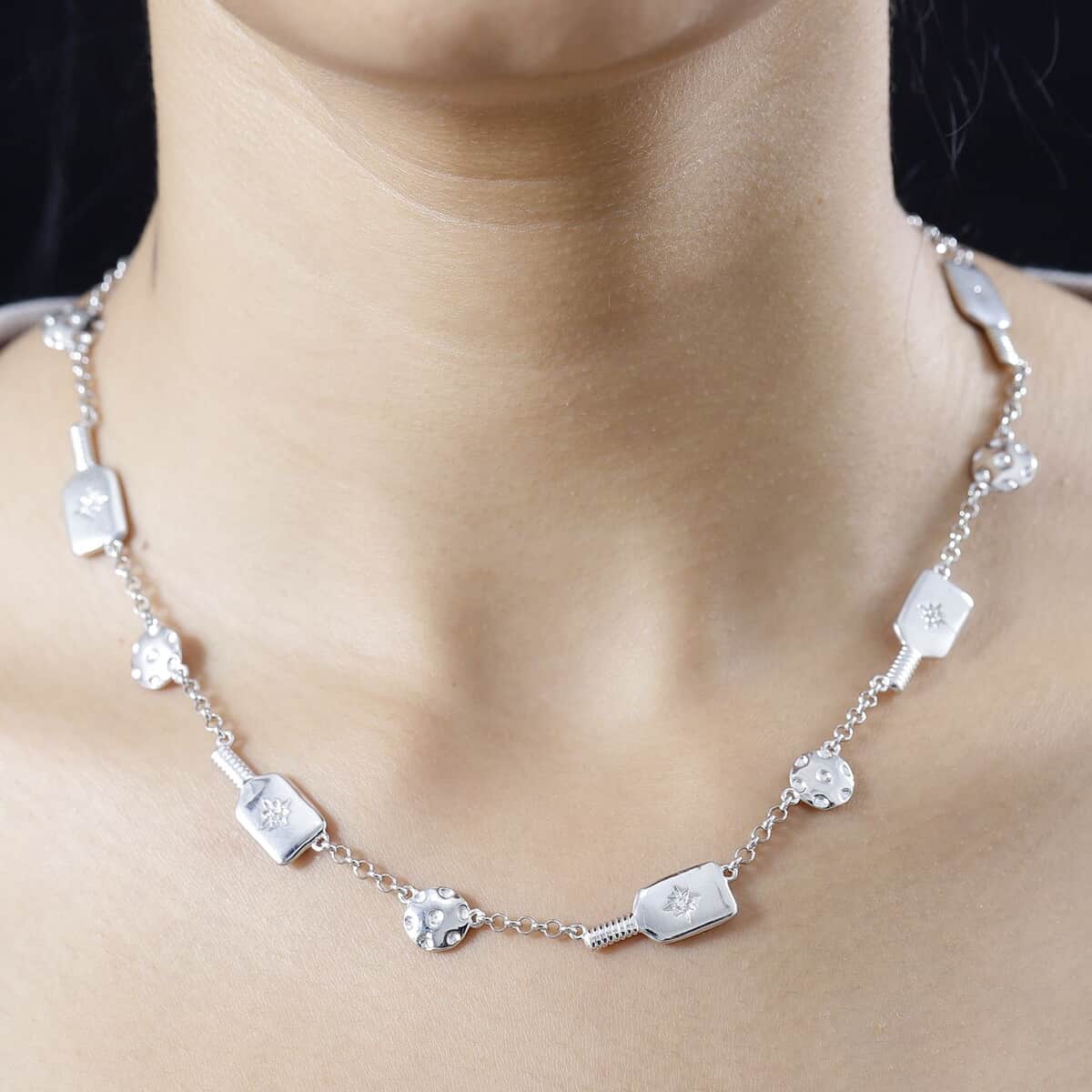 Karis White Zircon Necklace 18-20 Inches in Platinum Bond 0.08 ctw image number 2