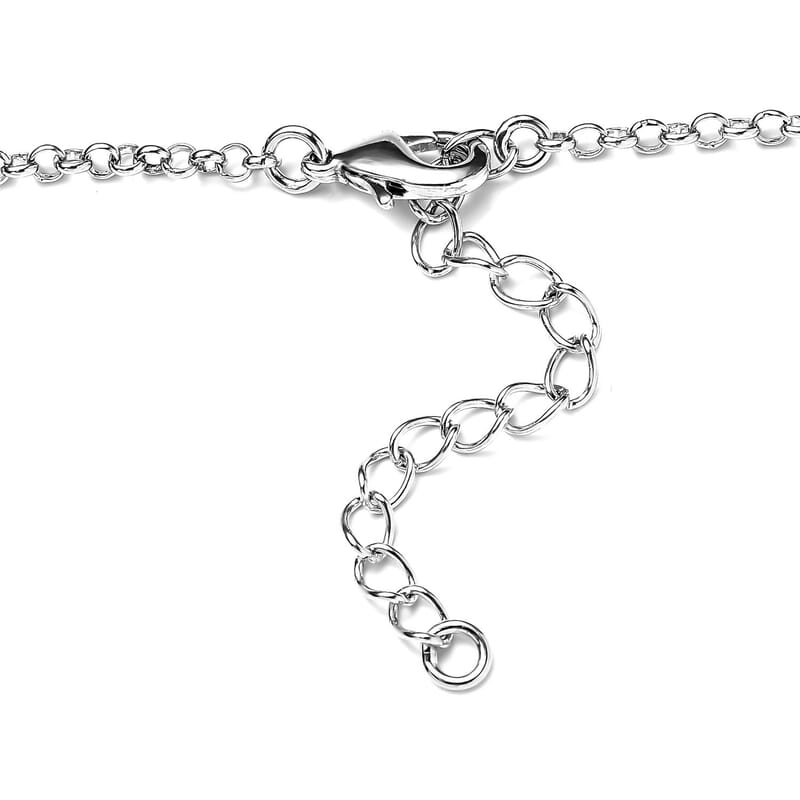 Karis White Zircon Pickleball Station Necklace 18-20 Inches in Platinum Bond 0.08 ctw