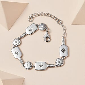 Karis White Zircon Pickleball Station Bracelet in Platinum Bond (6.50-8.0In) 0.08 ctw