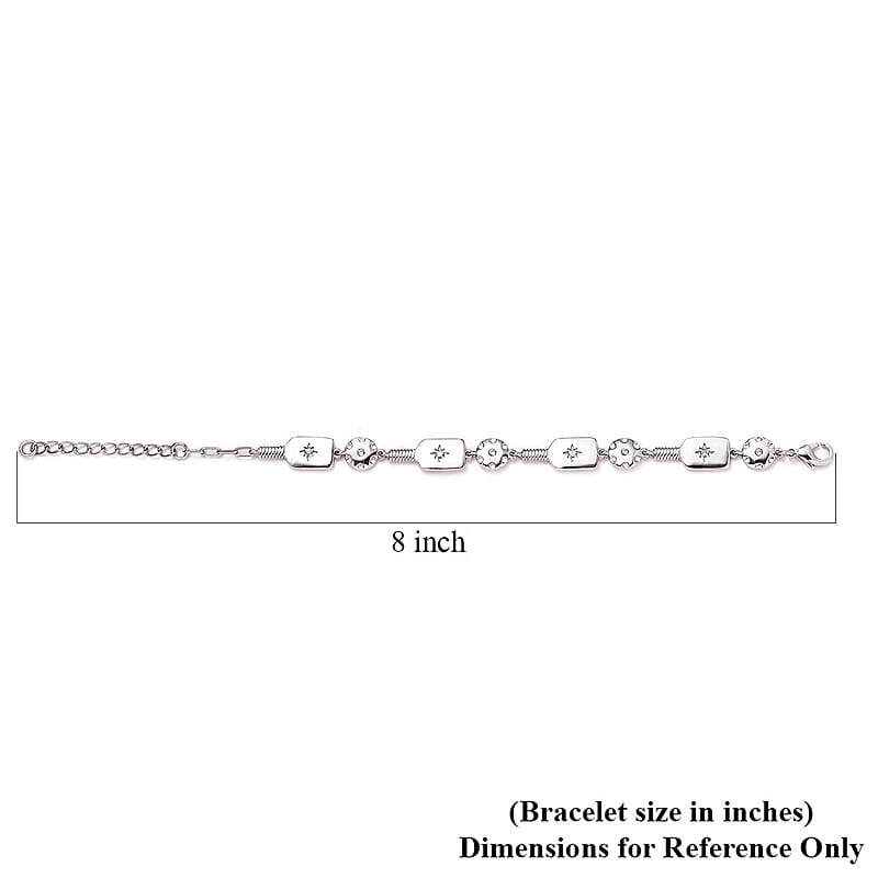 Karis White Zircon Pickleball Station Bracelet in Platinum Bond (6.50-8.0In) 0.08 ctw