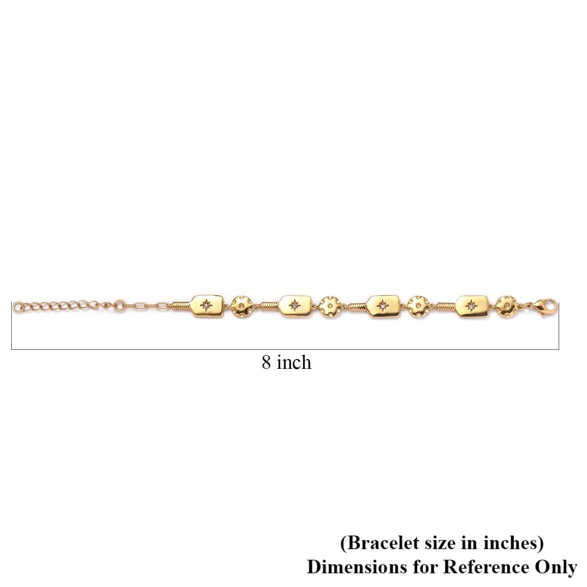 Karis White Zircon Pickleball Station Bracelet in 18K Yellow Gold Plated (6.50-8.0In) 0.08 ctw image number 4