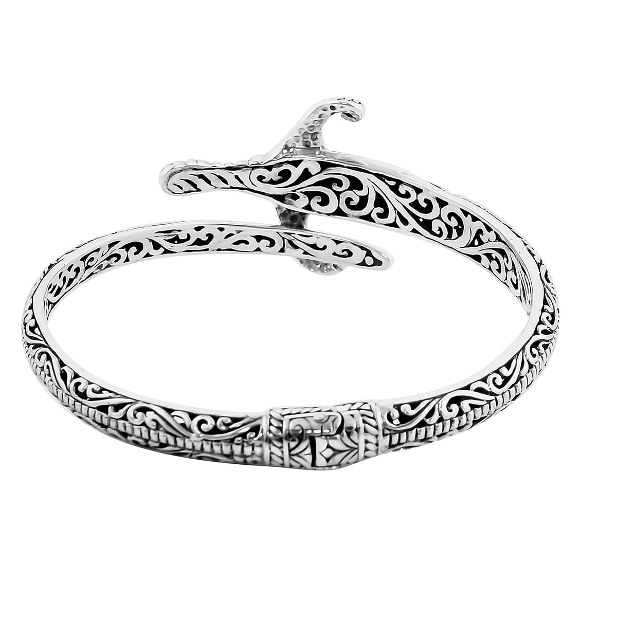Bali Legacy Sterling Silver Sword Bangle Bracelet (7.25 In) 27.65 Grams image number 4