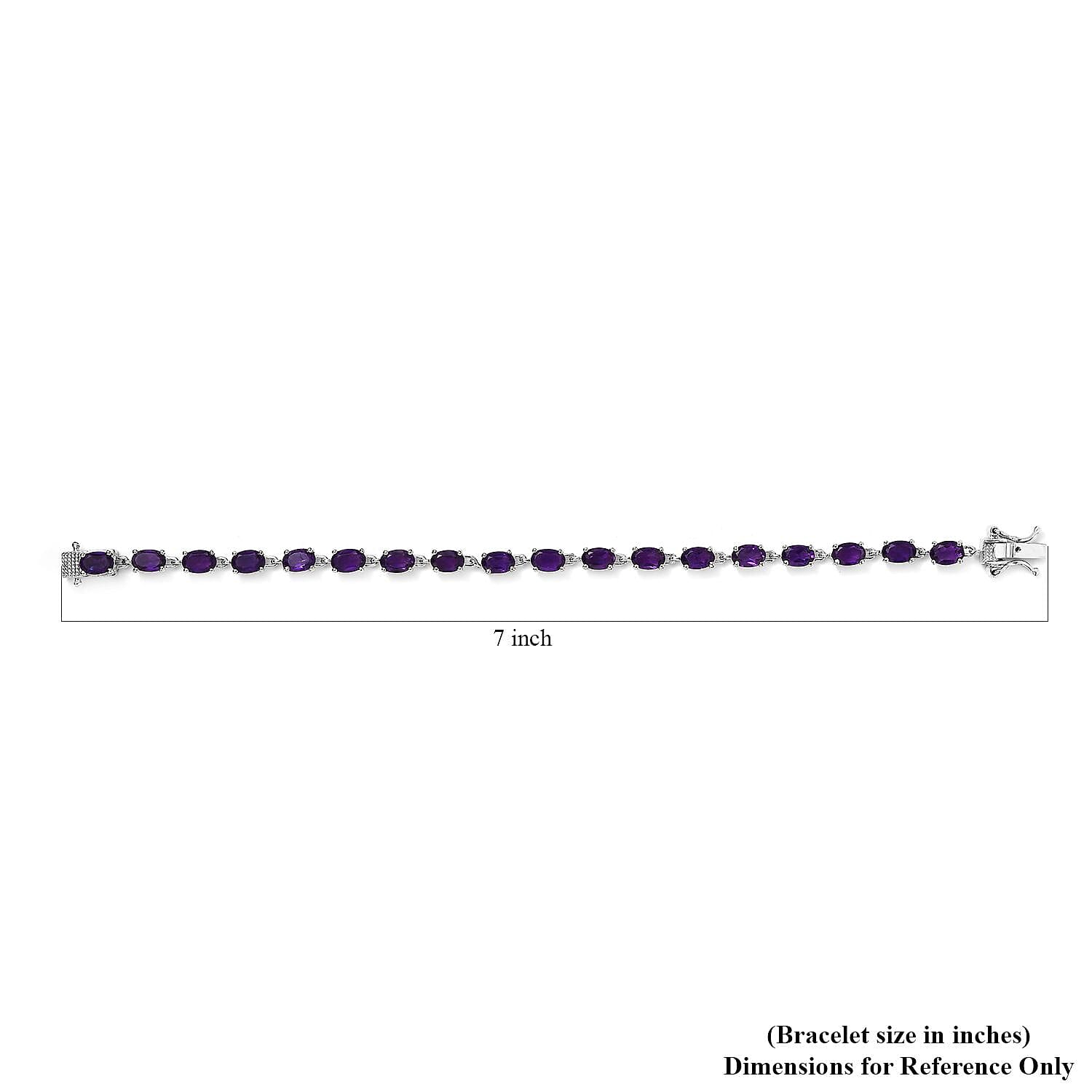 D'Joy African Amethyst Link Bracelet in Platinum Over Sterling Silver (6.50 In) 7.10 ctw