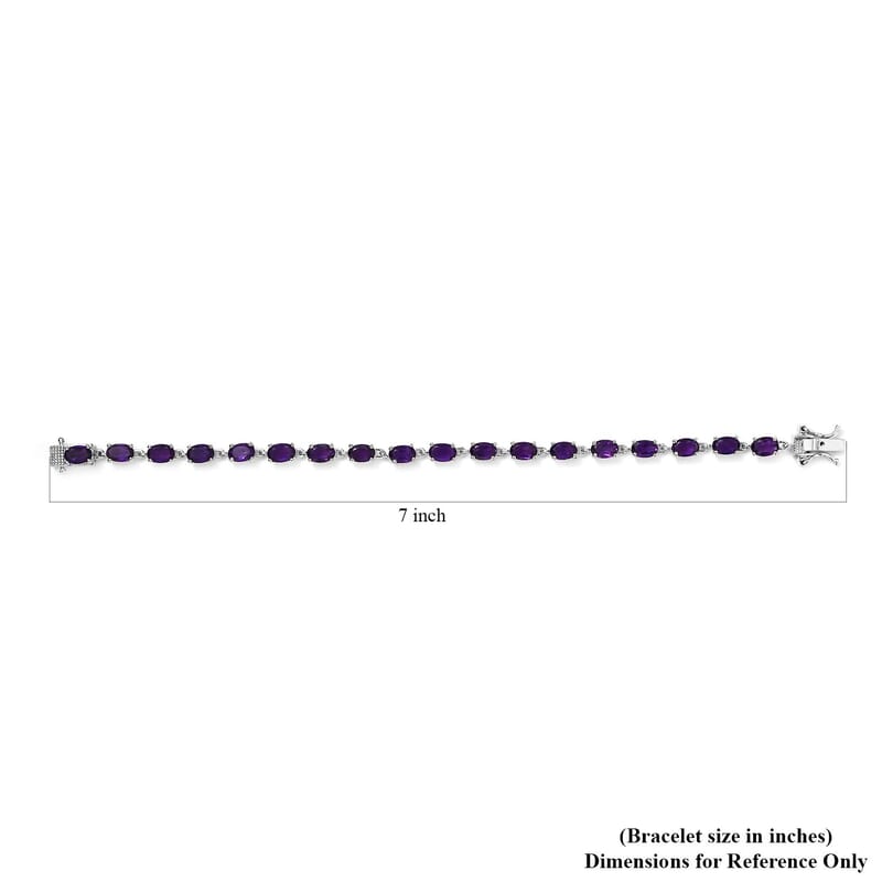 D'Joy African Amethyst Link Bracelet in Platinum Over Sterling Silver (6.50 In) 7.10 ctw