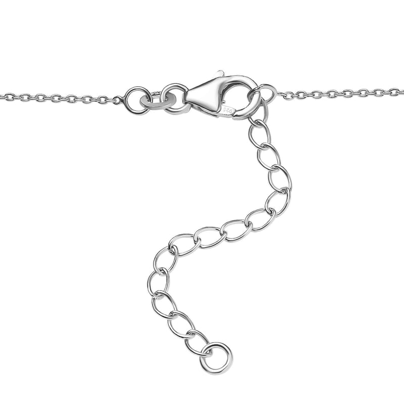 Diamond Wishbone Necklace 18-20 Inches in Rhodium Over Sterling Silver 0.33 ctw