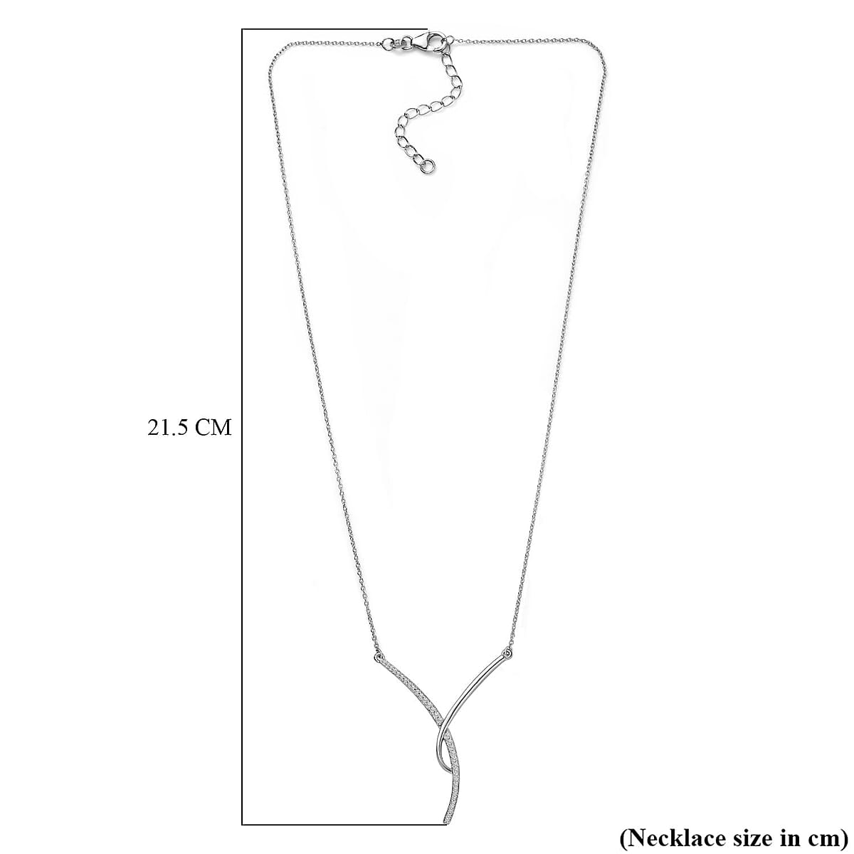 Diamond Wishbone Necklace 18-20 Inches in Rhodium Over Sterling Silver 0.33 ctw image number 5