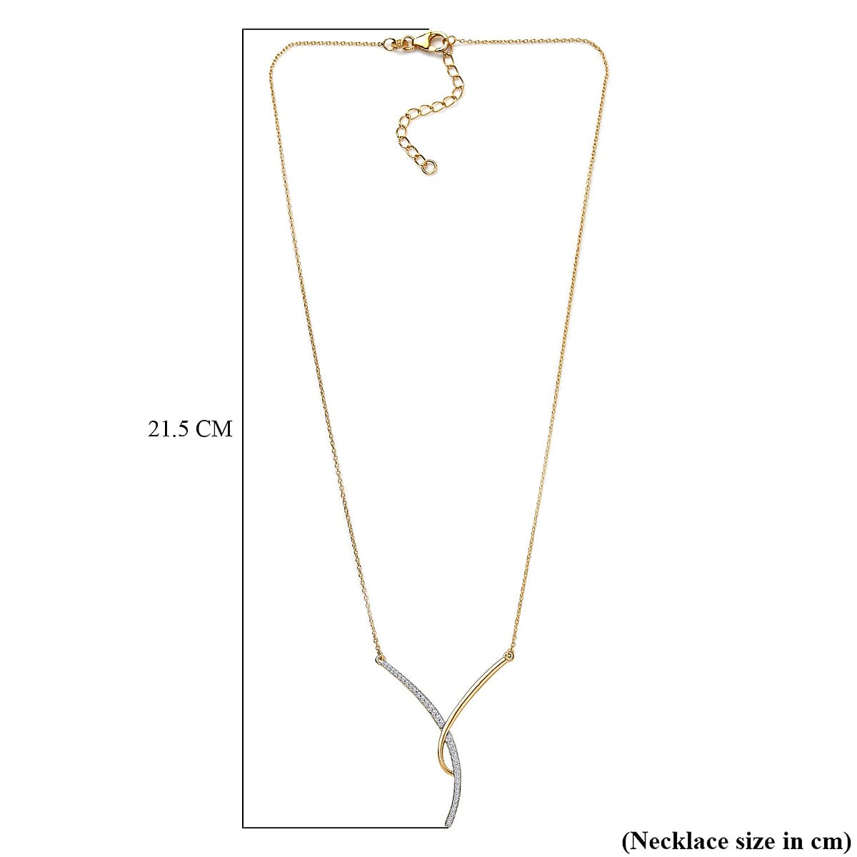 Diamond Wishbone Necklace 18-20 Inches in 14K Yellow Gold Over Sterling Silver 0.33 ctw image number 5