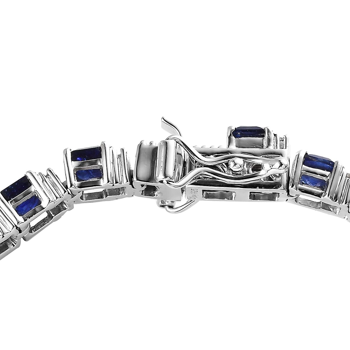 Asscher Cut Masoala Sapphire (D) and White Zircon Bracelet in Platinum Over Sterling Silver (7.25 In) 17.40 ctw image number 3