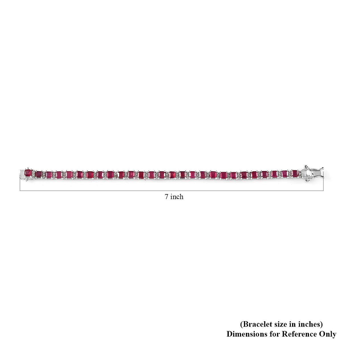 Asscher Cut Niassa Ruby (FF) and White Zircon Bracelet in Platinum Over Sterling Silver (6.50 In) 14.85 ctw image number 4