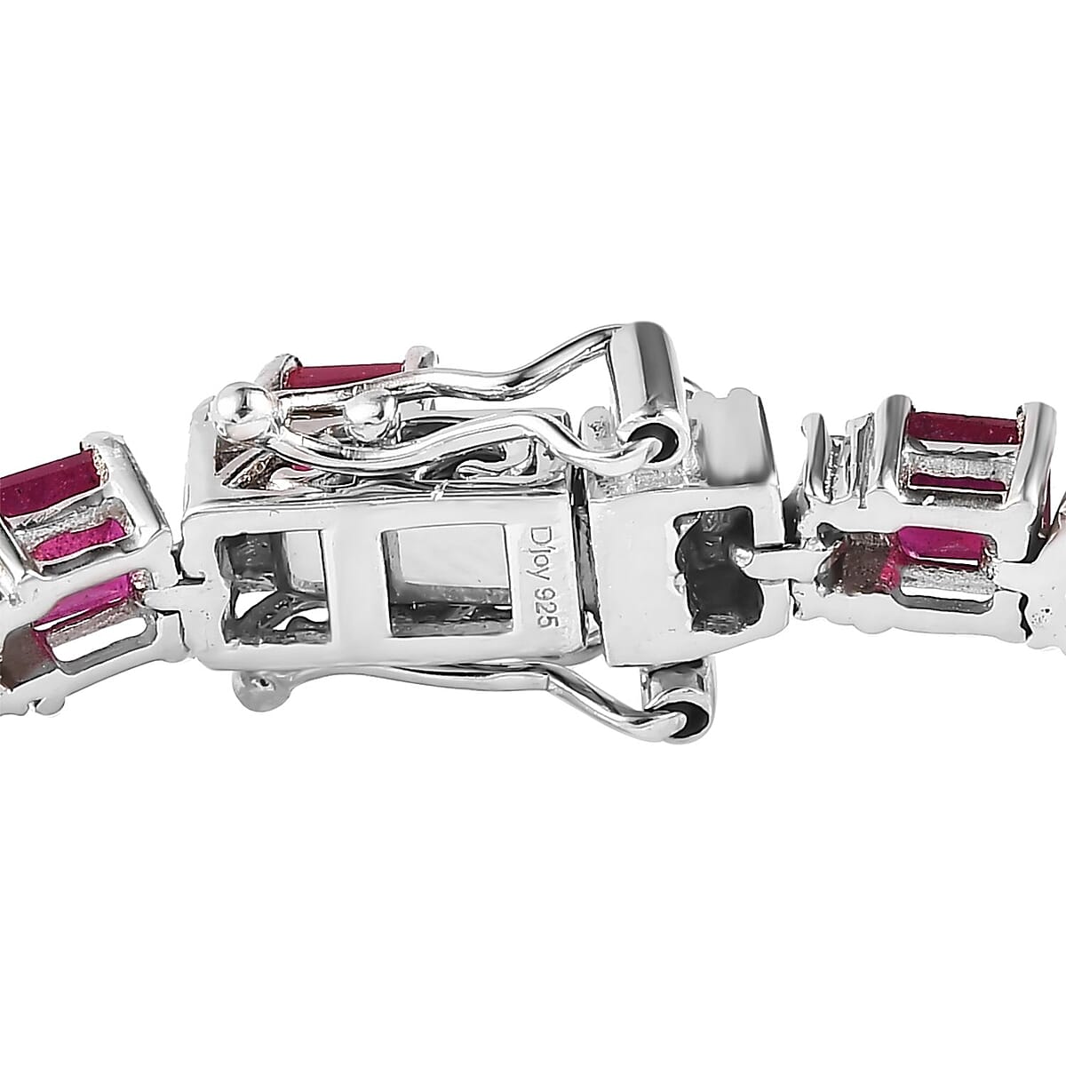 Asscher Cut Niassa Ruby (FF) and White Zircon Bracelet in Platinum Over Sterling Silver (7.25 In) 17.00 ctw image number 3