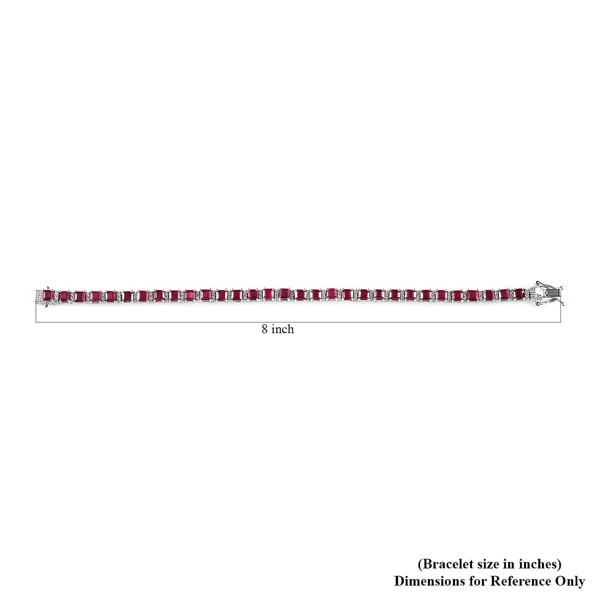 Asscher Cut Niassa Ruby (FF) and White Zircon Bracelet in Platinum Over Sterling Silver (7.25 In) 17.00 ctw image number 4