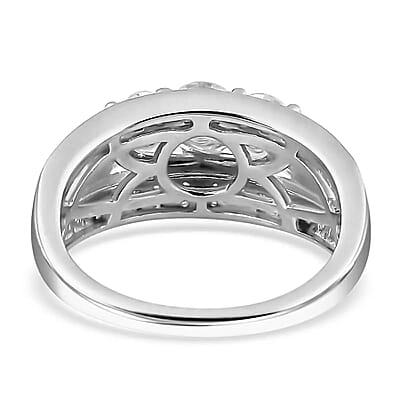 Moissanite 1.65 ctw Ring in Platinum Over Sterling Silver (Size 10.0)
