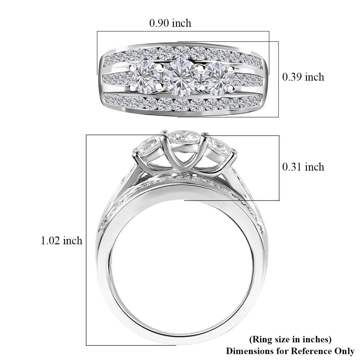 Moissanite Ring in Platinum Over Sterling Silver (Size 10.0) 1.65 ctw image number 6