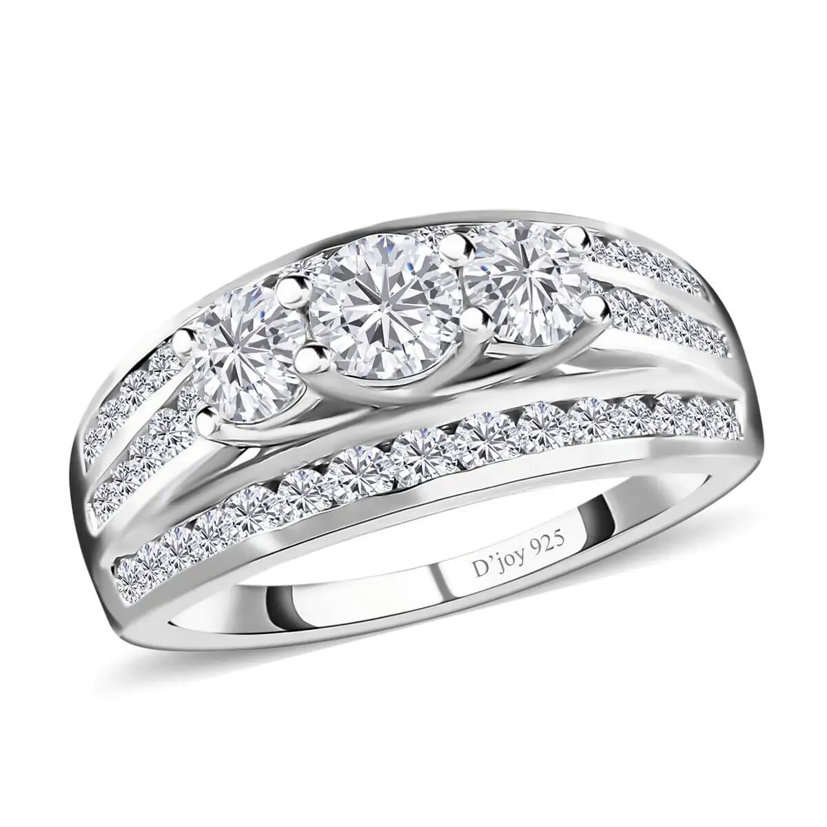 Moissanite 1.65 ctw Ring, Platinum Over Sterling Silver Ring, Moissanite Jewelry, Gifts For Her (Size 7.0) image number 0