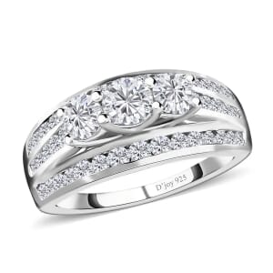 Moissanite 1.65 ctw Ring, Platinum Over Sterling Silver Ring, Moissanite Jewelry, Gifts For Her (Size 7.0)