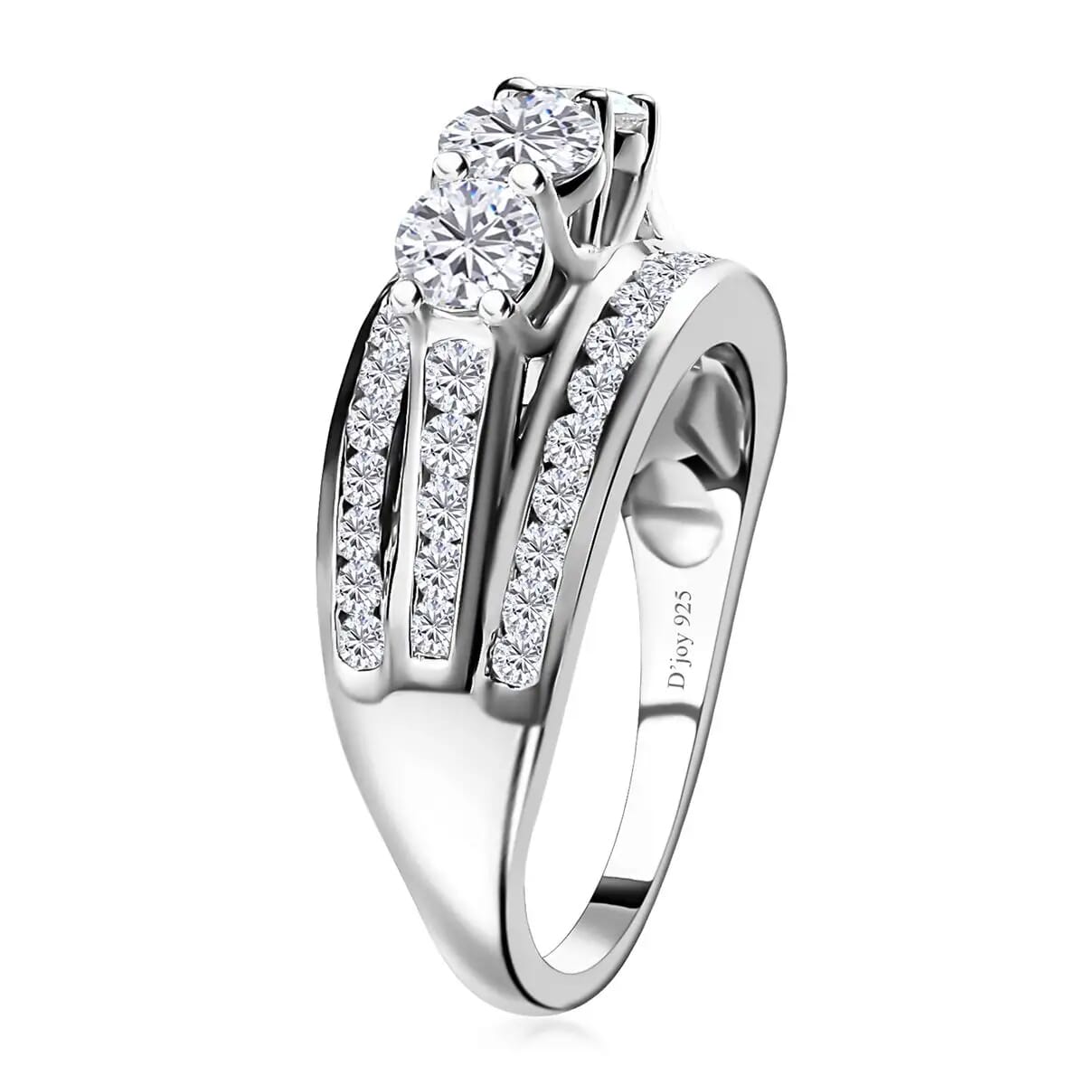 Moissanite 1.65 ctw Ring, Platinum Over Sterling Silver Ring, Moissanite Jewelry, Gifts For Her (Size 7.0) image number 4
