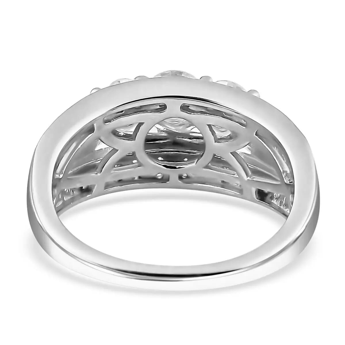 Moissanite 1.65 ctw Ring, Platinum Over Sterling Silver Ring, Moissanite Jewelry, Gifts For Her (Size 7.0) image number 5
