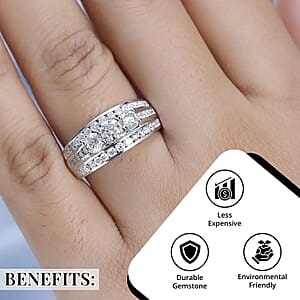 Moissanite 1.65 ctw Ring in Platinum Over Sterling Silver (Size 8.0)