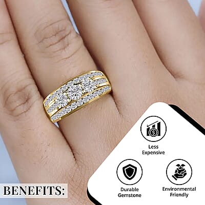 Moissanite Ring, Vermeil Yellow Gold Over Sterling Silver Ring, Moissanite Jewelry, Gifts For Her 1.65 ctw (Size 5.0)