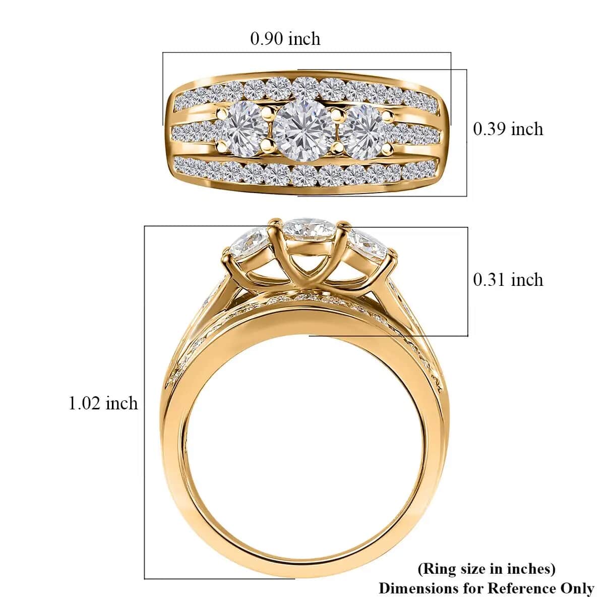 Moissanite Ring, Vermeil Yellow Gold Over Sterling Silver Ring, Moissanite Jewelry, Gifts For Her 1.65 ctw (Size 5.0) image number 6