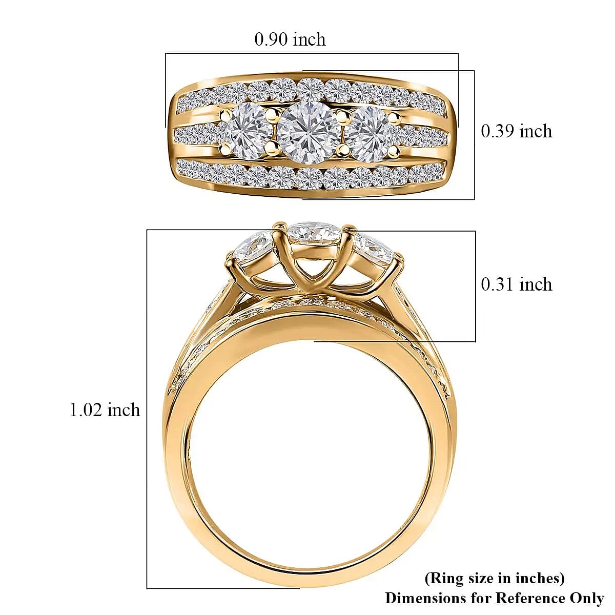 Moissanite 1.65 ctw Ring in Vermeil Yellow Gold Over Sterling Silver (Size 7.0) image number 6