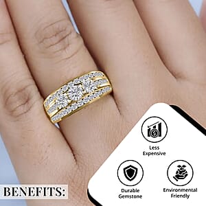 Moissanite 1.65 ctw Ring in Vermeil Yellow Gold Over Sterling Silver (Size 8.0)