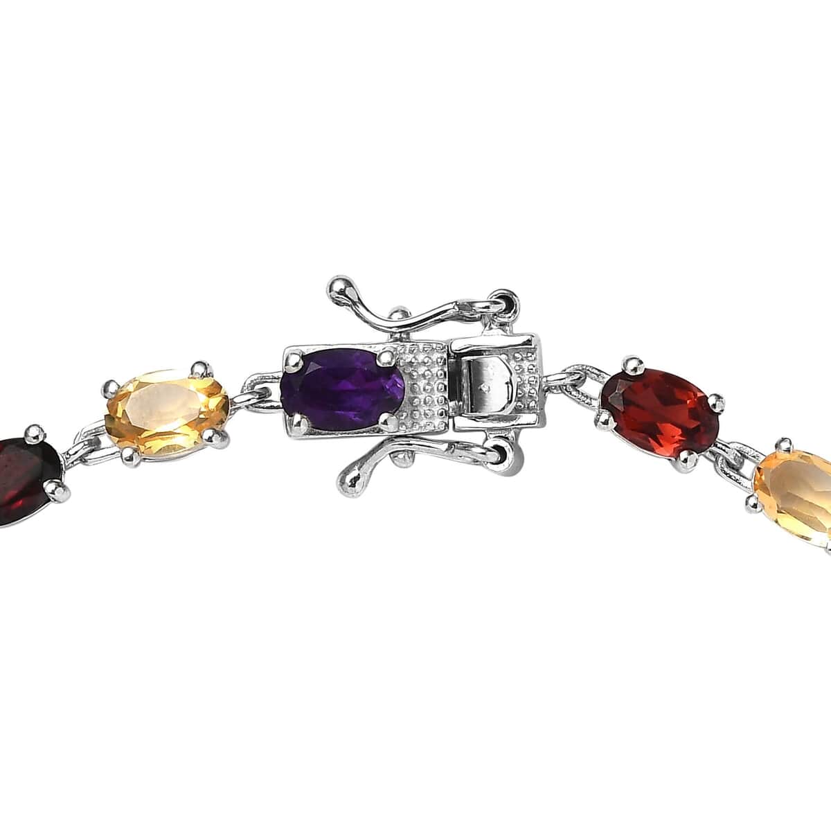 Multi Gemstone Link Bracelet in Platinum Over Sterling Silver (8.00 In) 11.90 ctw image number 3