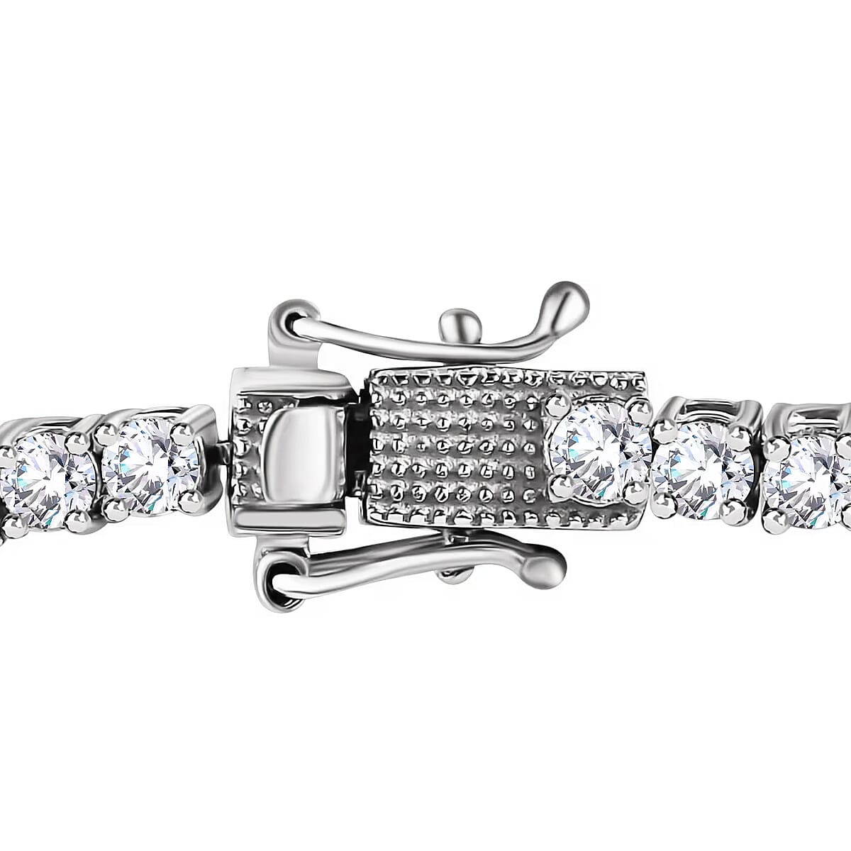 D'Joy Moissanite 4.90 ctw Tennis Bracelet, Platinum Over Sterling Silver Bracelet, Moissanite Jewelry, Gifts For Her (6.50 In) image number 7
