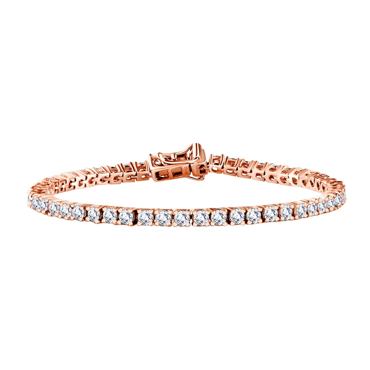Moissanite Tennis Bracelet, Vermeil Rose Gold Over Sterling Silver Bracelet, Moissanite Jewelry, Gifts For Her (6.50 In) 4.90 ctw image number 0