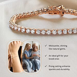 D'Joy Moissanite 4.90 ctw Tennis Bracelet, Vermeil Rose Gold Over Sterling Silver Bracelet, Moissanite Jewelry, Gifts For Her (6.50 In)