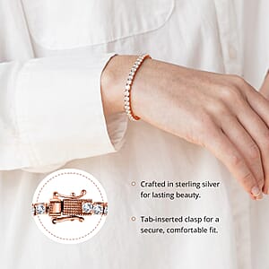 D'Joy Moissanite 4.90 ctw Tennis Bracelet, Vermeil Rose Gold Over Sterling Silver Bracelet, Moissanite Jewelry, Gifts For Her (6.50 In)