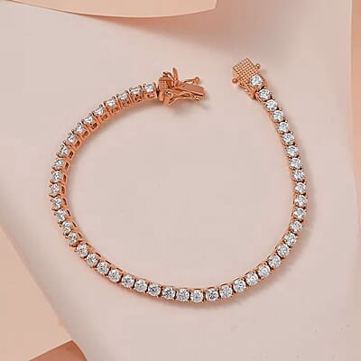 D'Joy Moissanite 4.90 ctw Tennis Bracelet, Vermeil Rose Gold Over Sterling Silver Bracelet, Moissanite Jewelry, Gifts For Her (6.50 In)