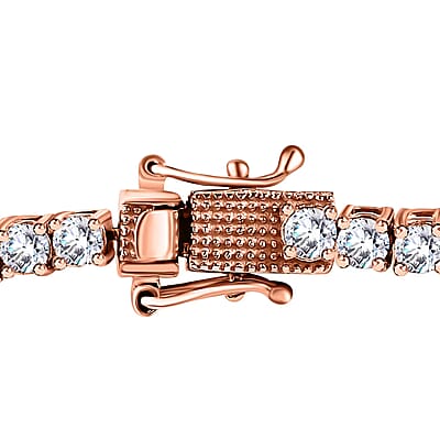 D'Joy Moissanite 4.90 ctw Tennis Bracelet, Vermeil Rose Gold Over Sterling Silver Bracelet, Moissanite Jewelry, Gifts For Her (6.50 In)