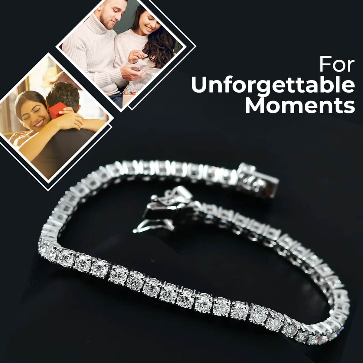 Moissanite Tennis Bracelet, Platinum Over Sterling Silver Bracelet, Moissanite Jewelry, Gifts For Her (7.25 In) 5.50 ctw image number 1