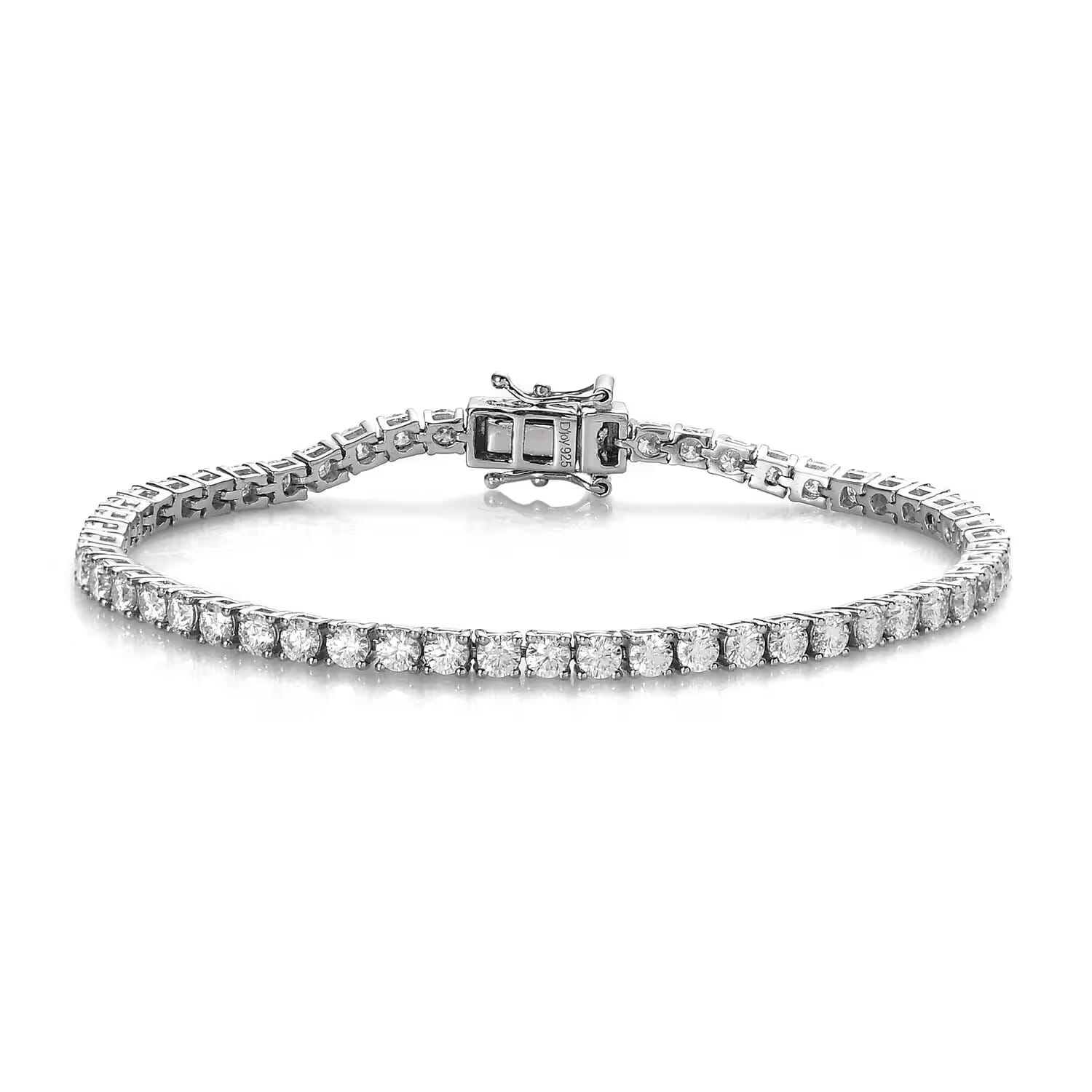 925 Sterling Silver Lab Created Moissanite Tennis Bracelet Gifts Size 8" Ct 6.1