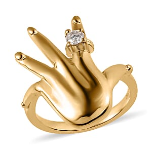 Moissanite Hand Ring in Vermeil Yellow Gold Over Sterling Silver (Size 10.0) 0.10 ctw