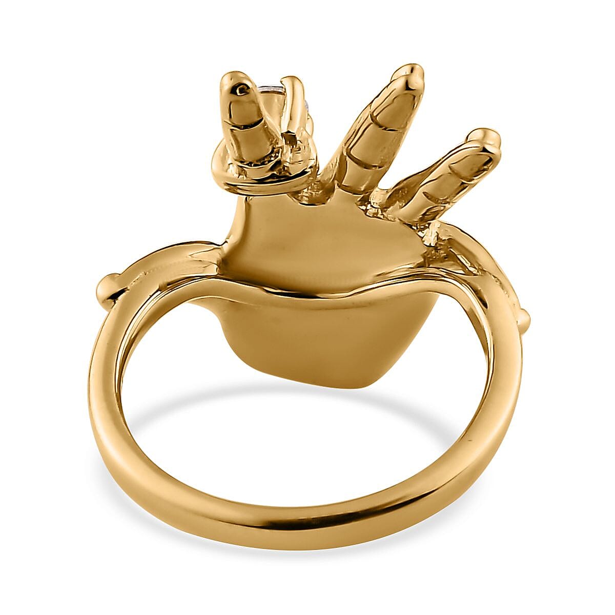 Moissanite Hand Ring in Vermeil Yellow Gold Over Sterling Silver (Size 6.0) 0.10 ctw image number 4