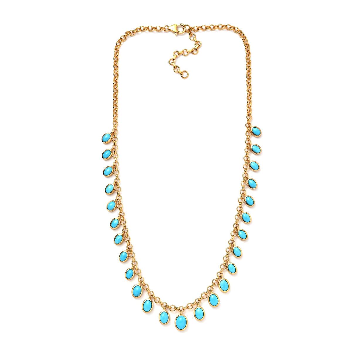 Premium Sleeping Beauty Turquoise Necklace 18-20 Inches in Vermeil Yellow Gold Over Sterling Silver 14.15 ctw image number 3