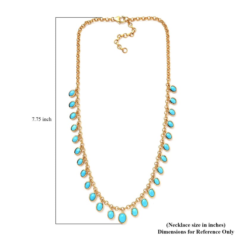 Premium Sleeping Beauty Turquoise Necklace 18-20 Inches in Vermeil Yellow Gold Over Sterling Silver 14.15 ctw