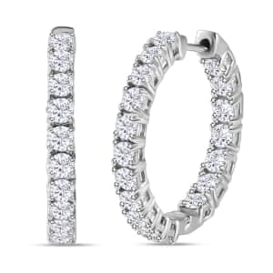 Moissanite Inside Out Hoop Earrings in Platinum Over Sterling Silver 3.75 ctw