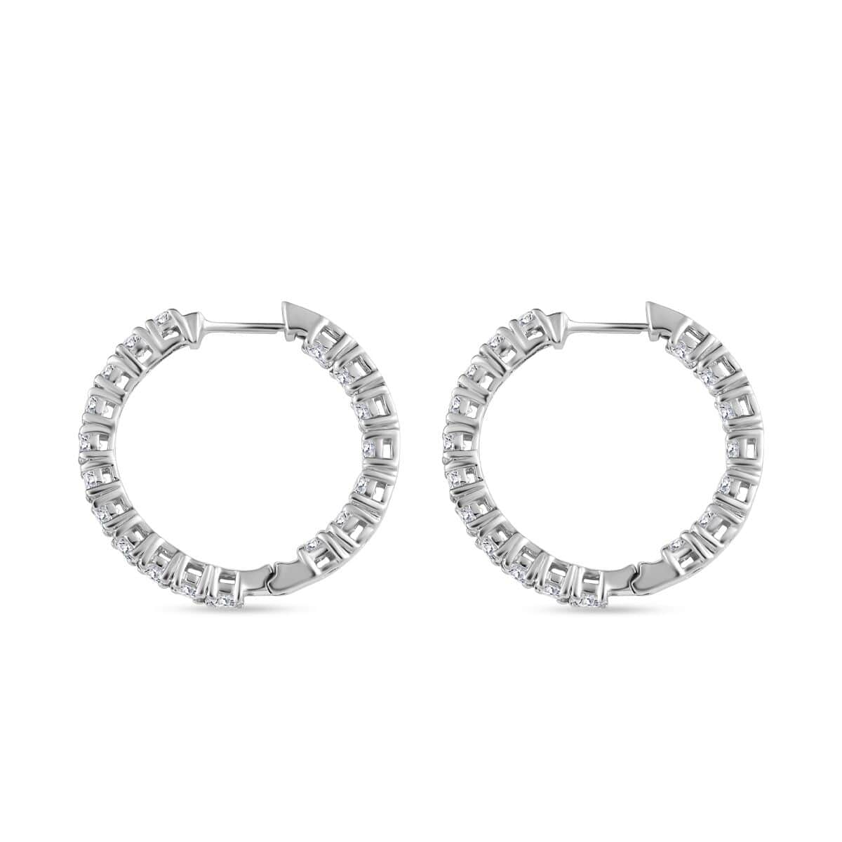 Moissanite Inside Out Hoop Earrings in Platinum Over Sterling Silver 3.75 ctw image number 3
