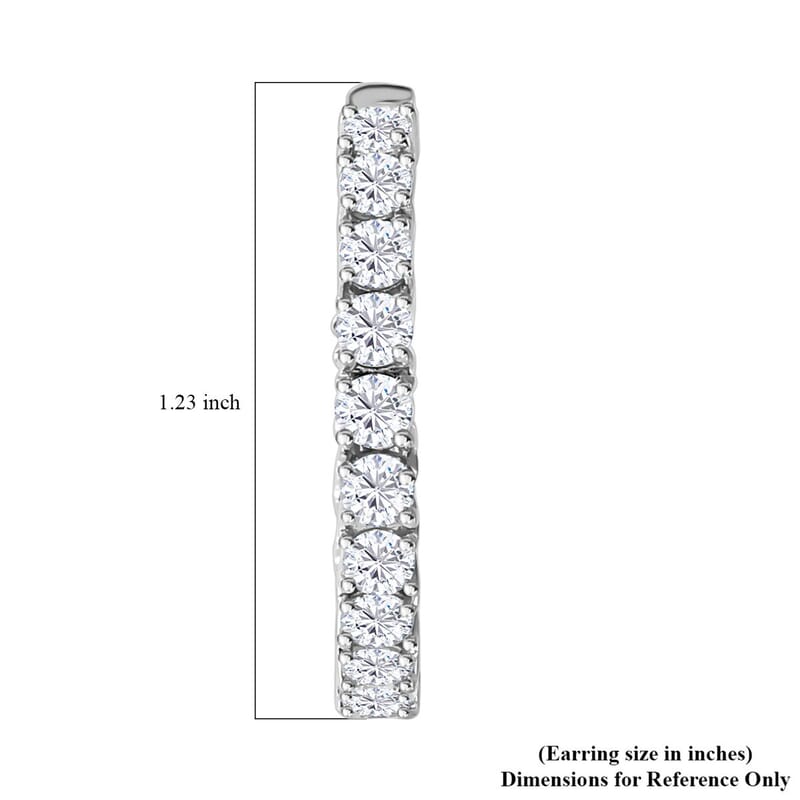 Moissanite Inside Out Hoop Earrings in Platinum Over Sterling Silver 3.75 ctw